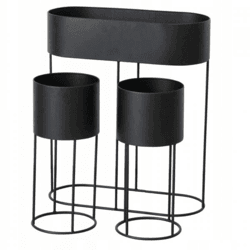 Boltze Blumentöpfe auf Ständer „Aurela“, schwarz, 76 cm, 3er-Set