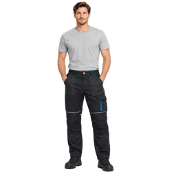 Herren Softshell-Arbeitshose mit praktischen Taschen und verstärkten Kniepartien – Robuste Arbeitshose in Schwarz/Blau