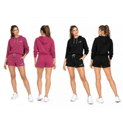 KangaROOS Damen Shorts kurze Sommer-Hose Baumwoll-Hose mit Logo-Print Sweat-Hose in Bordeaux-Violett oder Schwarz