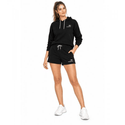 KangaROOS Damen Shorts kurze Sommer-Hose Baumwoll-Hose mit Logo-Print Sweat-Hose Schwarz