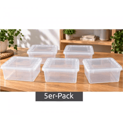keeeper Bea 5er-Set mit Deckel Stapel-Box 5 x 1,7 L 19,5 x 16,5 x 8,5 cm Aufbewahrungsbox **B-Ware – geprüft & funktionell einwandfrei**