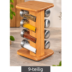 KESPER 8 Gewürzgläser im praktischen Gewürzkarussell aus FSC®-zertifiziertem Bambus ca. 15 x 25,5 x 12,5 cm **B-Ware – geprüft & fun
