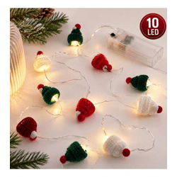 LICHTMOMENTE LED-Draht mit Strickmützen-Motiv Lichterkette mit Timerfunktion 1,6 Meter 10 LEDs warmweiße Mikro-LED-Lämpchen 9844556 Silb
