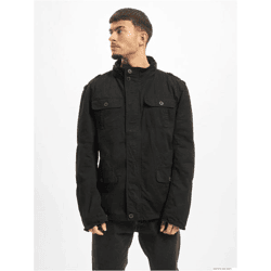 modische Build Your Brand Britannia Feldjacke Herren Baumwoll-Jacke mit Stehkragen und Kapuze B3116 Schwarz