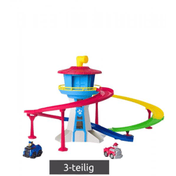 nickelodeon Paw Patrol Race and Rescue Tower Playset Turm mit 2 Mini-Spielzeug-Fahrzeuge **B-Ware – geprüft & funktionell einwandfrei** 
