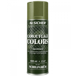 Nr. Sicher CAMOUFLAGE COLORS Sprühlack nicht reflektierend, matt, witterungs- & UV-beständig 400ml für bis zu 2m² **B-Ware – geprüft