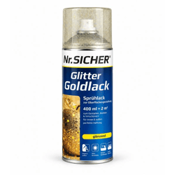 Nr. Sicher Glitter Goldlack Sprühlack 400ml für bis zu ca. 2m² glänzend, lichtbeständig & schnelltrocknend **B-Ware – geprüft** in 