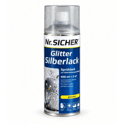 Nr. Sicher Glitter Silberlack Sprühlack 400ml für bis zu ca. 2m²  glänzend, lichtbeständig & schnelltrocknend **B-Ware – geprüft**