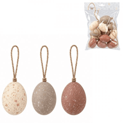 Osterei-Anhänger, naturfarben, 6 cm, 12er-Set