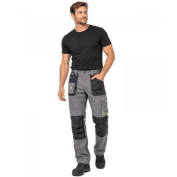 Praktische Herren Softshellhose mit reflektierenden Elementen Workwear Berufsbekleidung in Schwarz/Grau/Grün