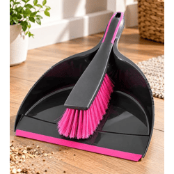 Praktisches steinbach 2-teiliges Kehrset Handbesen & Kehrschaufel mit Aufhängevorrichtung **B-Ware – geprüft** Grau/Pink