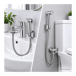 Praktisches Waschbecken- & Bidet-Handbrauseset mit Brauseschlauch, Wandhalterung & Montagematerial B-Ware – geprüft & funktionell einwan