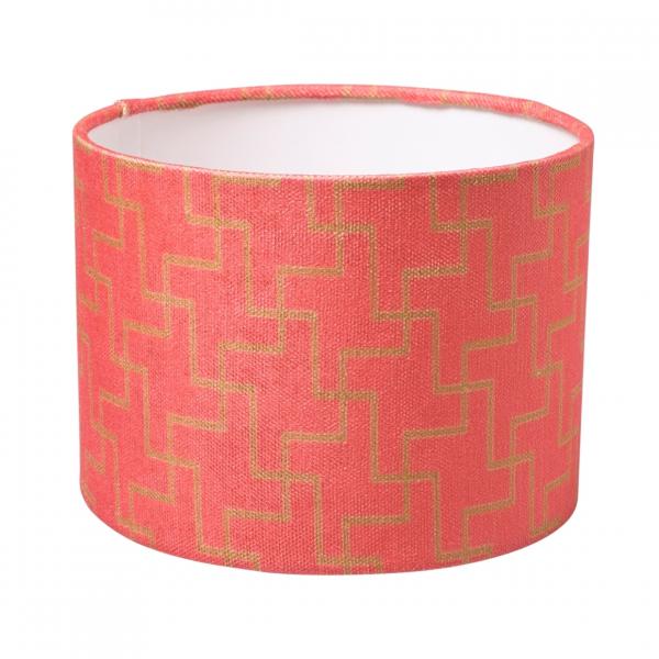 (R) Lampenschirm Jacquard rosa Zylinder 21 x 15,5 cm