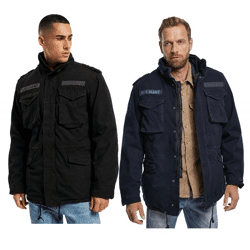 robuste Build Your Brand M65 Giant Feldjacke Herren Übergangs-Jacke Baumwolljacke mit Kapuze B3101 in Schwarz oder Navy-Blau