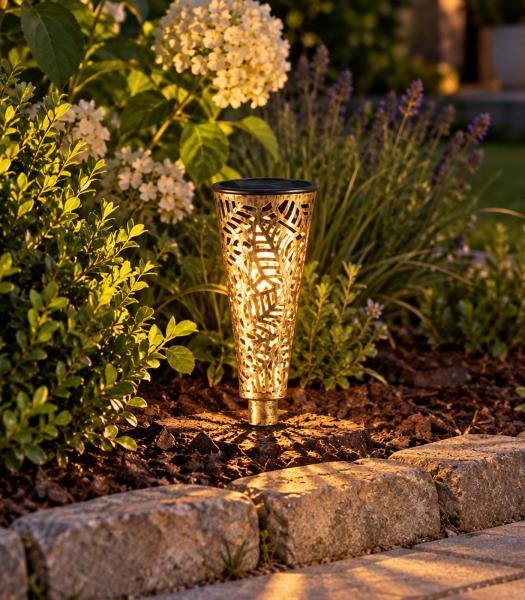 Sch&ouml;ne Solar-Stecker aus Metall und Kunststoff f&uuml;r Au&szlig;en, LED Gartenlampe ohne Erdspie&szlig; ca. 18 cm **B-Ware &ndash; gepr&uuml;ft** Kupfer