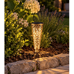 Beautiful solar-powered plug-in lights made of metal and plastic for outdoor use; LED garden light without ground stake, approx. 18 cm **B-grade – inspected** Copper