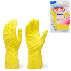 Soke huishoud handschoenen latex geel maat S