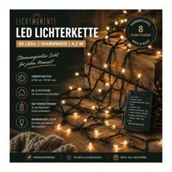Stimmungsvolle LICHTMOMENTE LED-Lichterkette mit Timerfunktion 4,2 Meter 40 LEDs mit Farbwechselfunktion Mikro-LED-Lämpchen 7667605 Dunkel