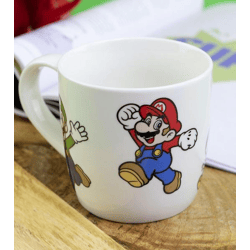 SUPER MARIO Tasse aus Porzellan in 275ml mit detailreichem SUPER MARIO Motiv Kaffee-Tasse Geschirr-Zubehör Weiß