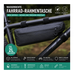 Wasserdichte Fahrrad-Rahmentasche mit verschweißten Nähten ca. 2 Liter Robuste Bikepacking Tasche für MTB, Trekking- & Rennrad A0001294 