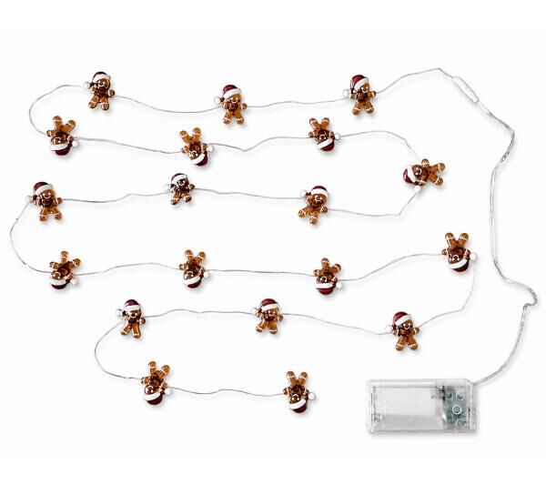 Wasserdichte LICHTMOMENTE LED-Draht mit Lebkuchenmann-Motiv Lichterkette mit Timerfunktion 2,2 Meter 20 LEDs warmweiße Mikro-LED-Lämpchen