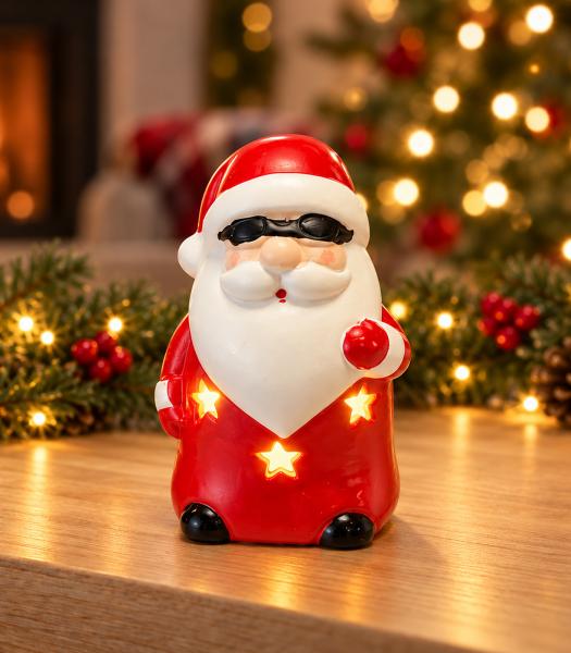 Weihnachtliche LED Figuren im 6er Pack - Weihnachtsmann, Rentier und Schneemann LED Figuren warm Weißes Licht, 3 verschiedene ca. 10 cm Mo