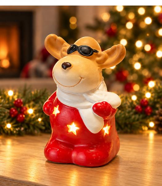 Weihnachtliche LED Figuren im 6er Pack - Weihnachtsmann, Rentier und Schneemann LED Figuren warm Weißes Licht, 3 verschiedene ca. 10 cm Mo