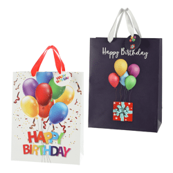 Geschenktüte Happy Birthday Ballons, 2/s, L, ca.32cmH