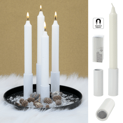 Stick candle holder with magnet, white, M, 2.8x7.5cm