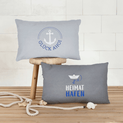 Cushion AHOI, 2/s gray approx. 50x30cm