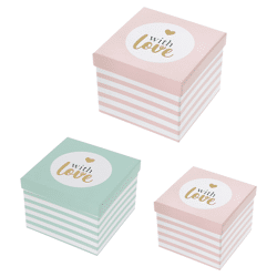 Boxenset love, gestreift, quadratisch, 3er Set