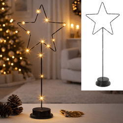 LED star on base, black, small, approx. 51cmH