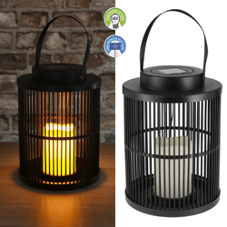 LED Solar Laterne, schwarz, Gitter, ca. 28cmH
