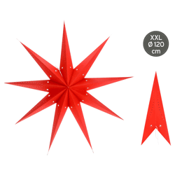 Papierstern, rot, XXL, 9 Zacken, ca. 120cmD
