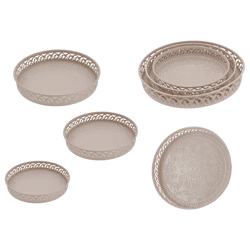 Tablett Oriental, rund, beige, 3er Set
