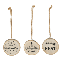 Hänger Holzscheibe Weihnachten, 3/s, ca.10cmD