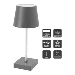 LED table lamp, USB, anthracite, S, approx. 26cmH
