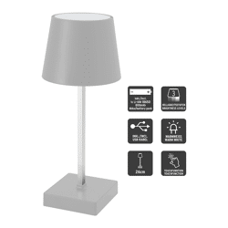 LED table lamp, USB, light gray, S, approx. 26cmH