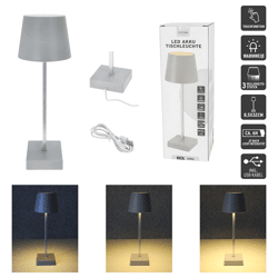 LED table lamp, USB, light gray, M, approx. 32cmH