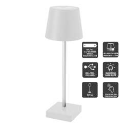 LED table lamp, USB, white, M, approx. 32cmH
