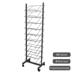 Platzmattenständer mit 10 Fächer auf Rollen