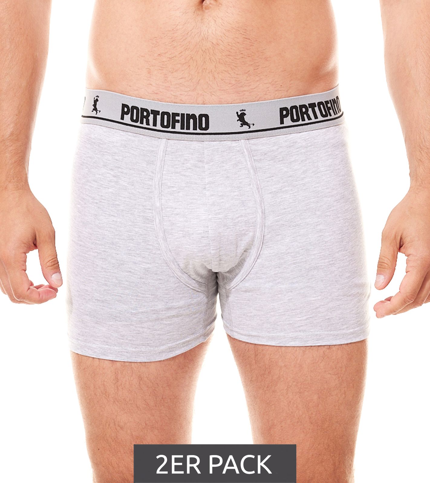 2er Pack PORTOFINO Herren Boxershorts bequeme Unterw&auml;sche PF100-001 Grau meliert