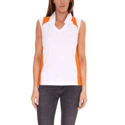 PGA TOUR Damen Achsel-Shirt mit Hemdkragen Golf-Shirt mit CoolFit 3508933 Weiß-Orange
