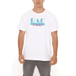 BAD+MAD Miami Tee Herren Sommer-Shirt mit großem Marken-Print Baumwoll-T-Shirt BMTR001 Weiß