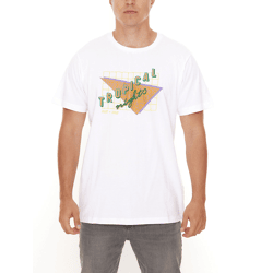 BAD+MAD Rio Tee Herren Kurzarm-Shirt mit großem Front-Print Baumwoll-T-Shirt BMTR005 Weiß