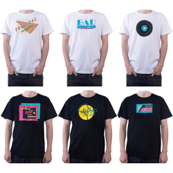 BAD+MAD Tokio Tee Herren Baumwoll-T-Shirt mit verschiedenen Prints Rundhals-Shirt BMTR00X in Schwarz oder Weiß