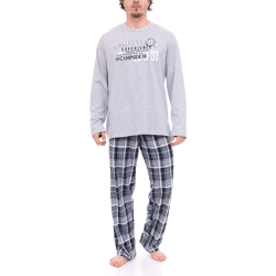 AM LEGEND Herren Pyjama-Set 2-teilig karierter Schlafanzug IAN MPJ 23 Navy/Hellgrau