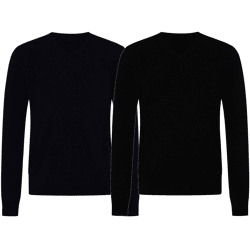KKS STUDIOS Herren V-Neck Pullover aus 100% Kaschmir Sweater KK2350 Navy oder Schwarz