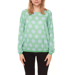 Aniston SELECTED FM Damen Blusen-Shirt Allover mit Punkten bedruckt figurumspielend 37847721 Grün/Blau