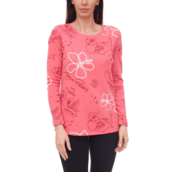 KangaROOS Sweatshirt Damen Baumwoll-Pulli mit verschiedenen Prints 61261202 Rosa/Rot